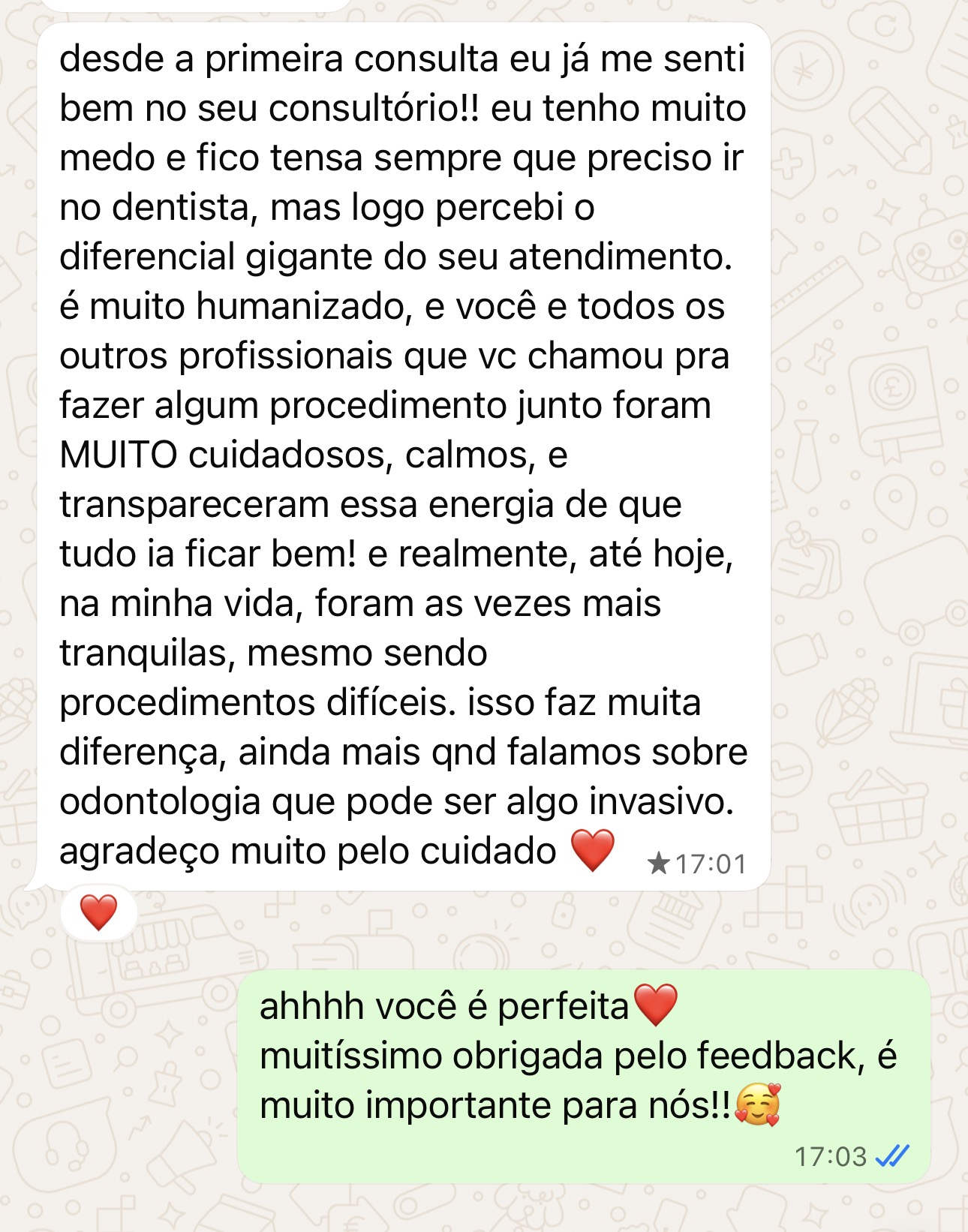 Depoimento de paciente